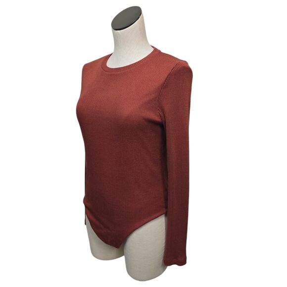 All Saints‎ Ribbed Molly Cutout Backless Bodysuit Womens Size 10 Orange Rust - Picture 9 of 10